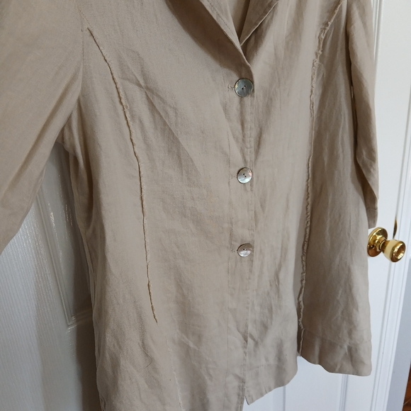 St. Tropez West 100% Linen jacket XL 3/4 Length Sleeve Coastal Casual Career - Picture 4 of 7